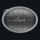Silver Black Glitter Script Monogram Girly Name Belt Buckle<br><div class="desc">Black and Silver Sparkle Glitter Script Monogram Name Belt Buckle. This makes the perfect graduation,  sweet 16 16th,  18th,  21st,  30th,  40th,  50th,  60th,  70th,  80th,  90th,  100th birthday,  wedding,  bridal shower,  anniversary,  baby shower or bachelorette party gift for someone that loves glam luxury and chic styles.</div>