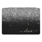 Silver Black Glitter Script Monogram Girly Name iPad Pro Cover Silver Black Glitter Script Monogram Girly Name iPad Pro Cover