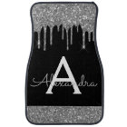 Silver Black Glitter Sparkle Monogram Car Floor Ma