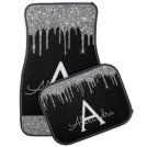 Silver Black Glitter Sparkle Monogram Car Floor Mat Silver Black Glitter Sparkle Monogram Car Floor Mat
