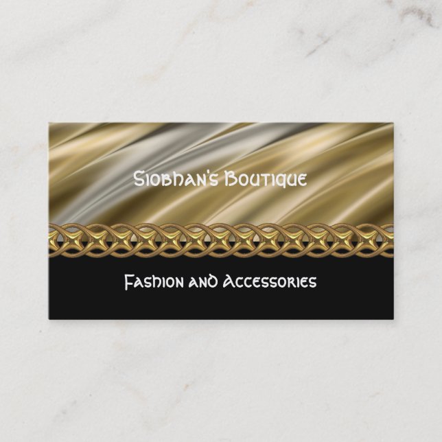 Silver, black & gold chain business card (Front)