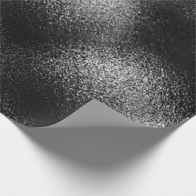 Silver Black Graphite Shiny Glass Ice Vip Wrapping Paper (Corner)