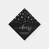 Silver Black Hexagon Confetti Cheers Custom Party