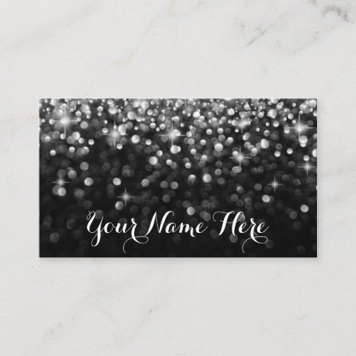 Customizable Silver Black Hollywood Glitz Glam Place Card Business Card Templates