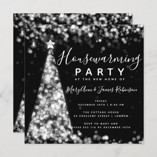 Silver Black Housewarming Party Christmas Holidays Invitation