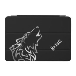 Silver Black Howling Wolf Monogram iPad Air Cover