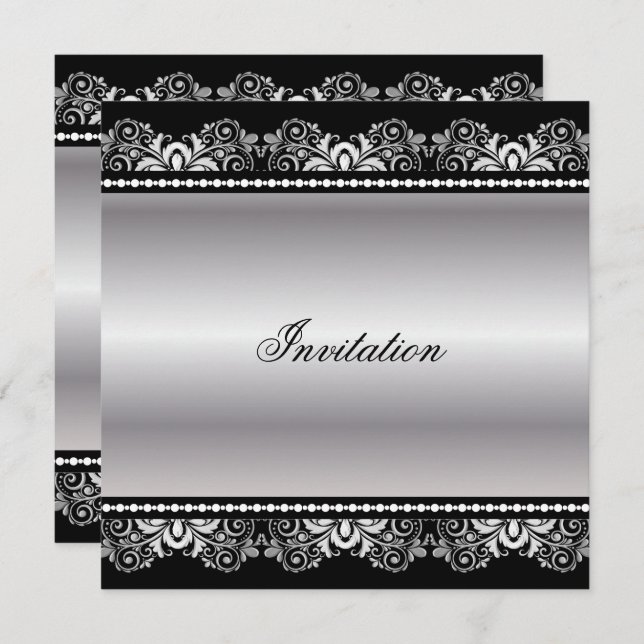 Silver Black Lace | Any Occasion Invitation (Front/Back)