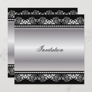 Silver Black Lace Any Occasion Invitation