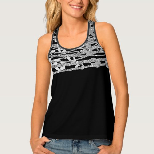 Silver  Black Leopard Cheetah Print Pattern Glam Tank Top