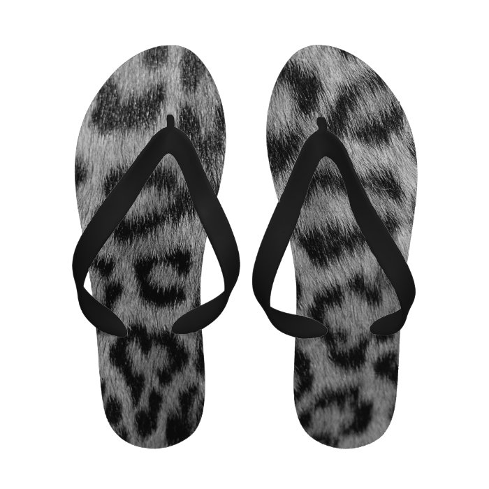 Silver & Black Leopard Print Flip Flops