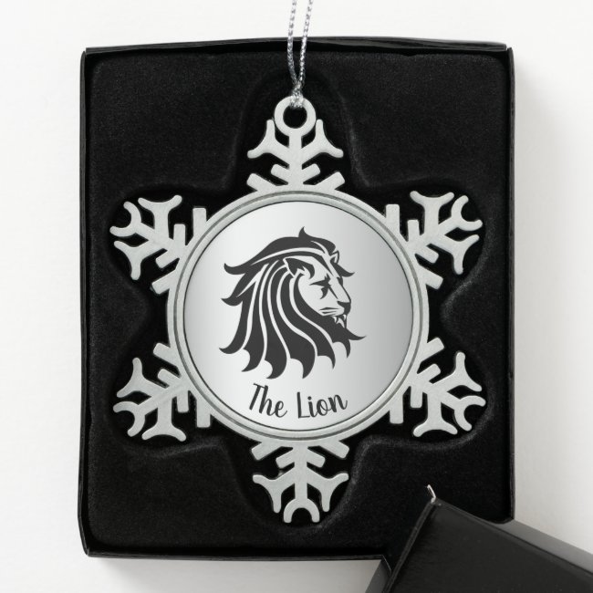 Silver Black Lion Silhouette Pewter Ornament