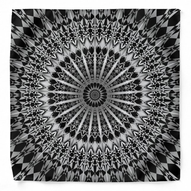 Silver Black Mandala Bandana (Front)