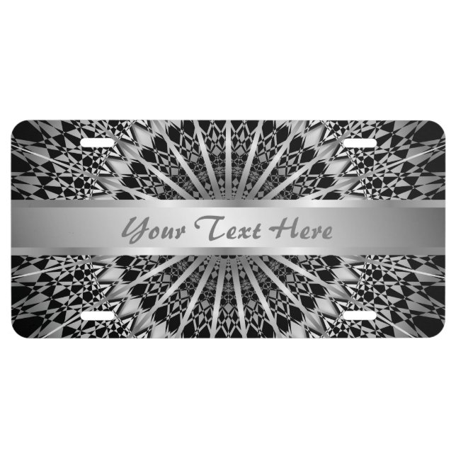 Silver Black Mandala License Plate (Front)