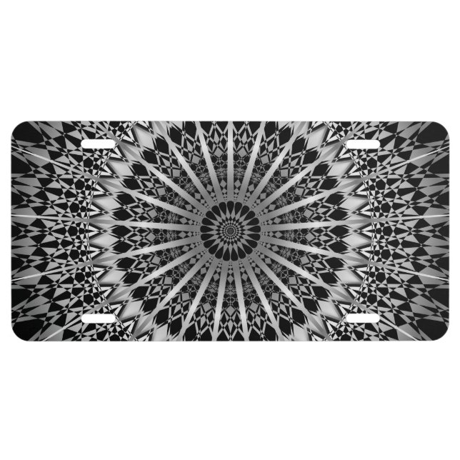 Silver Black Mandala License Plate (Front)