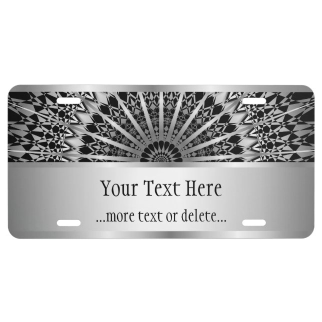 Silver Black Mandala License Plate (Front)