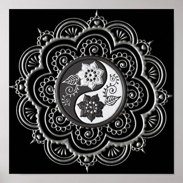 Silver & Black Mandala Poster (Front)