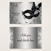Silver Black Masquerade Party Admission Tickets (Front & Back)