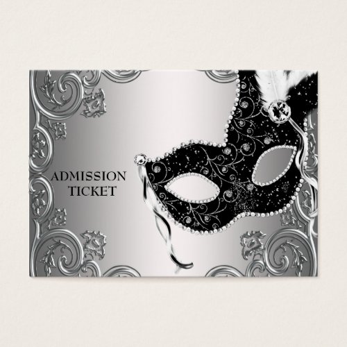 Silver Black Masquerade Party Admission Tickets Business Cards