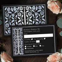 Silver Black Medieval Sword Wedding RSVP
