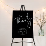 Silver & Black Modern 30th Birthday Party Welcome Foam Board<br><div class="desc">Welcome your guest with this modern birthday welcome sign. This sign features a simple script "Thirty" and "30th Birthday Party" in silver & black color theme. You can customize the name and the date. Matching invitations and party supplies are available at my shop BaraBomDesign.</div>