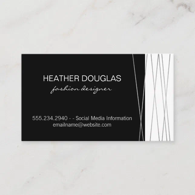 Silver Black Modern Business Card | Zazzle