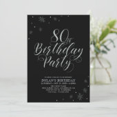 Silver & Black | Modern Chic 80th Birthday Party Invitation | Zazzle