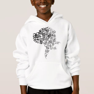Silver Black modern floral Great Dane illustration Hoodie