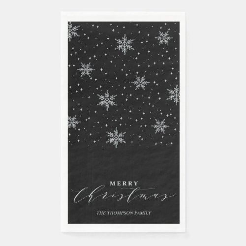 Silver  Black Modern Merry Christmas Party Paper Guest Towels