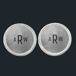 Silver & Black Monogram Groomsman Wedding Cufflinks<br><div class="desc">Custom Masculine Font Black Modern Monogram on metallic silver background Cufflinks.  Wedding.  Simple.</div>