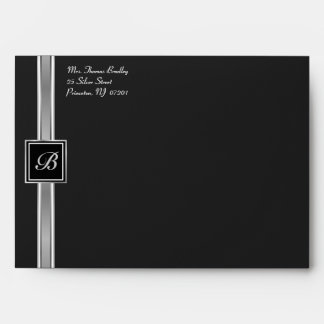 Silver & Black Monogram Invitation Envelopes