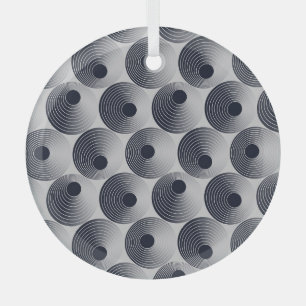 Silver-black mosaic: concentric rings texture. glass ornament