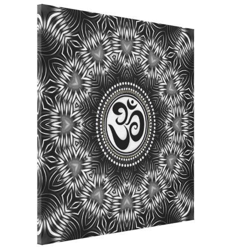 Silver Black Om Sign Love Mandala NewAge Canvas