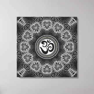 Silver Black Om Sign Love Mandala NewAge Canvas