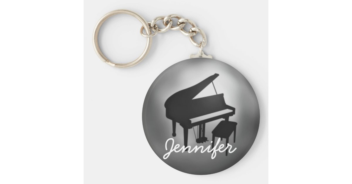 Silver Black Piano Name Monogram Student Gift Keychain | Zazzle.com
