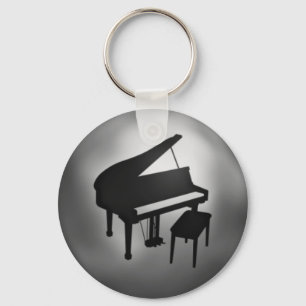 Silver Black Piano Student Gift Keychain