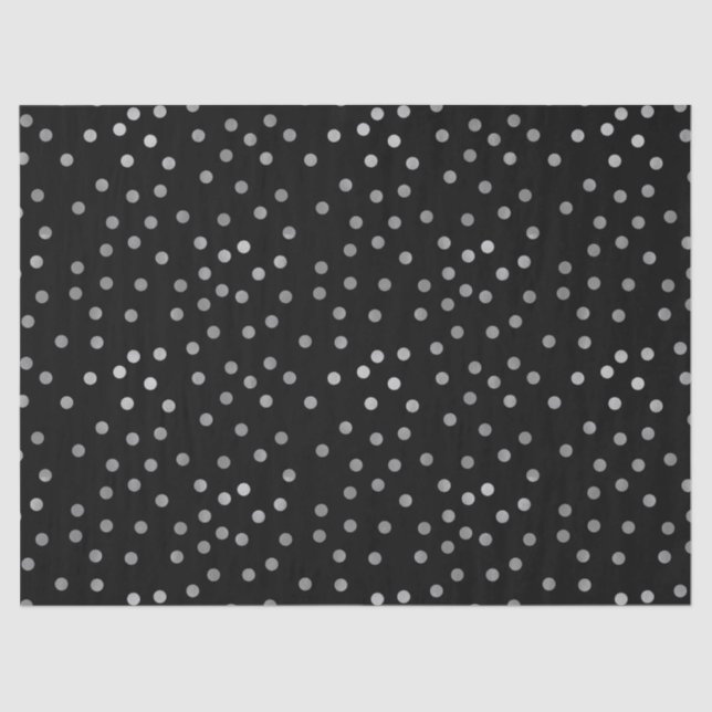 Silver Black Polka Dots Tissue Paper (Front)