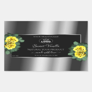 Silver Black Product Labels Yellow Roses with Logo