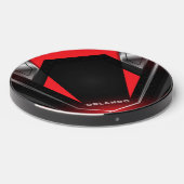 Silver, black, red geometric gaming  monogram wireless charger  (Front 2)