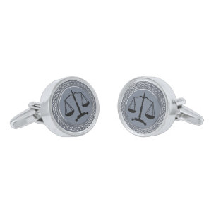 Silver Black Scales of Justice Cufflinks