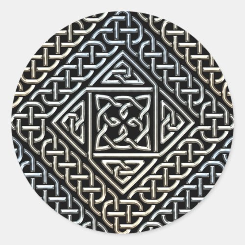 Silver Black Square Shapes Celtic Knotwork Pattern