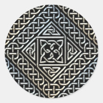 Silver Black Square Shapes Celtic Knotwork Pattern