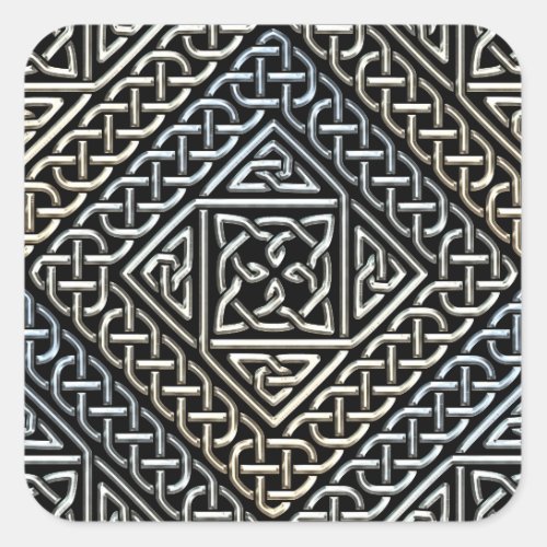 Silver Black Square Shapes Celtic Knotwork Pattern