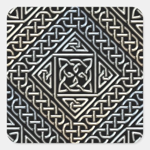 Silver Black Square Shapes Celtic Knotwork Pattern