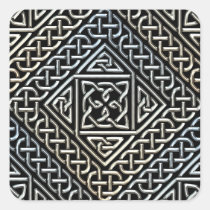 Silver Black Square Shapes Celtic Knotwork Pattern