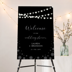 Silver & Black String Lights Winter Wedding Shower Foam Board