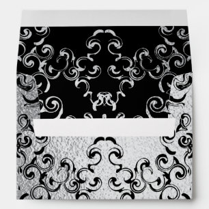 Silver & Black Swirl Gothic Wedding Envelope