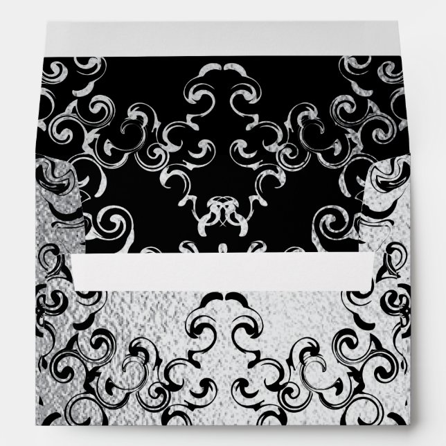 Silver & Black Swirl Gothic Wedding Envelope (Back (Bottom))