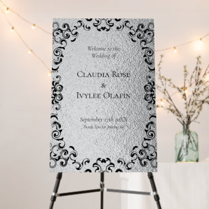 Silver Black Swirl Gothic Wedding Foam Board