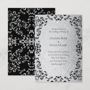 Silver & Black Swirl Gothic Wedding Invitation