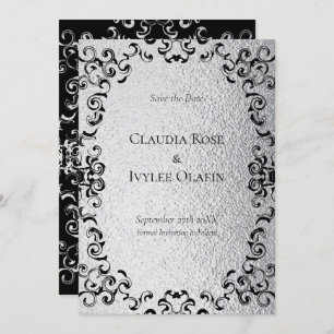 Silver & Black Swirl Gothic Wedding Invitation